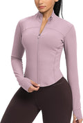 GYM RAINBOW Womens Zip Up Workout Jakcets Lightweight Slim Fit Running Athletic Jackets with Thumb Holes