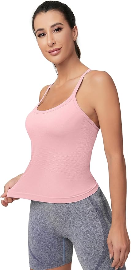MathCat Workout Tank Tops for Women with Built in Bra, Sleeveless Gym Tops Seamless Racerback Athletic Yoga Shirts