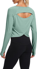 Bestisun Long Sleeve Workout Running Shirts Athletic Yoga Gym Crop Tops for Women