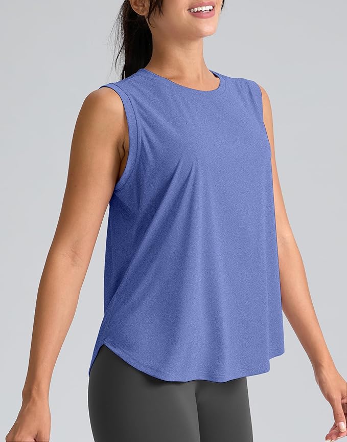 SANTINY Women's Sleeveless Workout Tops Breathable Lightweight Active Tennis Yoga Shirts Athletic Running Tank Tops for Women