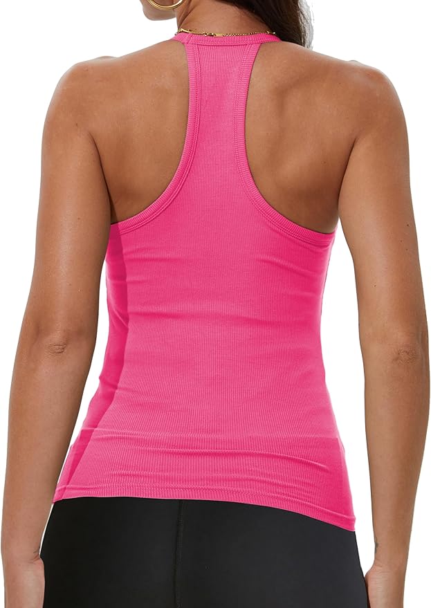 iGENJUN Workout Tops for Women Racerback Basic Tank Summer 2026 Camisole V Neck Slim Fit Ribbed Sleeveless