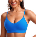 CRZ YOGA Butterluxe V-Neck Sports Bras for Women - Adjustable Thin Straps Padded Yoga Top Basic Wireless Camisole