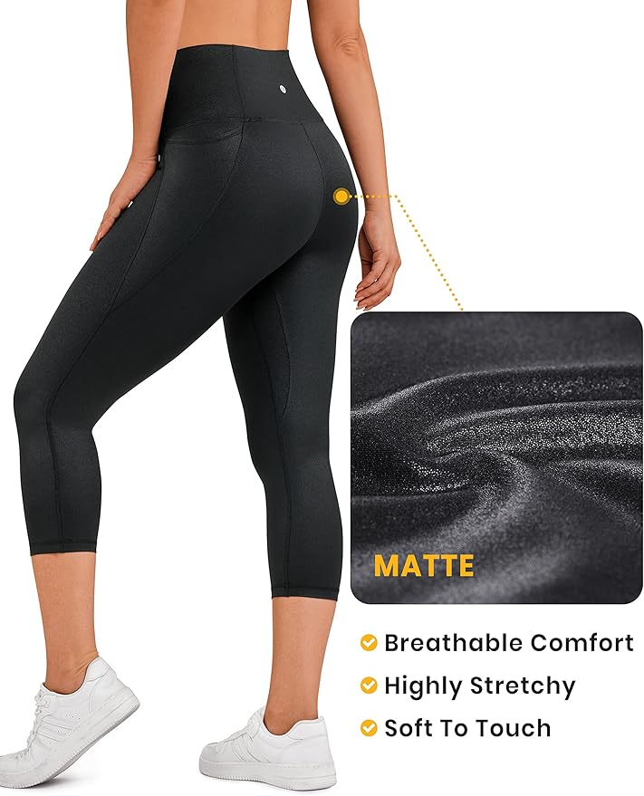 CRZ YOGA Butterluxe Workout Capri Leggings Pockets 21" - High Waisted Gym Athletic Womens Crop Yoga