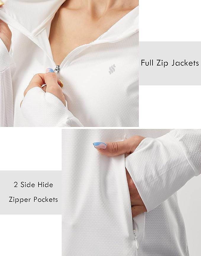 Soothfeel Women's UPF 50+ Sun Protection Hoodie Jacket Lightweight Long Sleeve Sun Shirt for Women with Pocket Hiking Outdoor