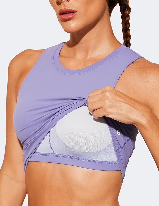 Natural Feelings Nudi Sports Bras for Women Removable Padded Yoga Tank Tops Sleeveless Fitness Workout Crop Tops