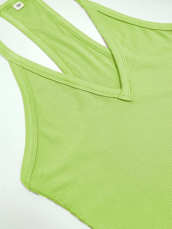 iGENJUN Workout Tops for Women Racerback Basic Tank Summer 2026 Camisole V Neck Slim Fit Ribbed Sleeveless