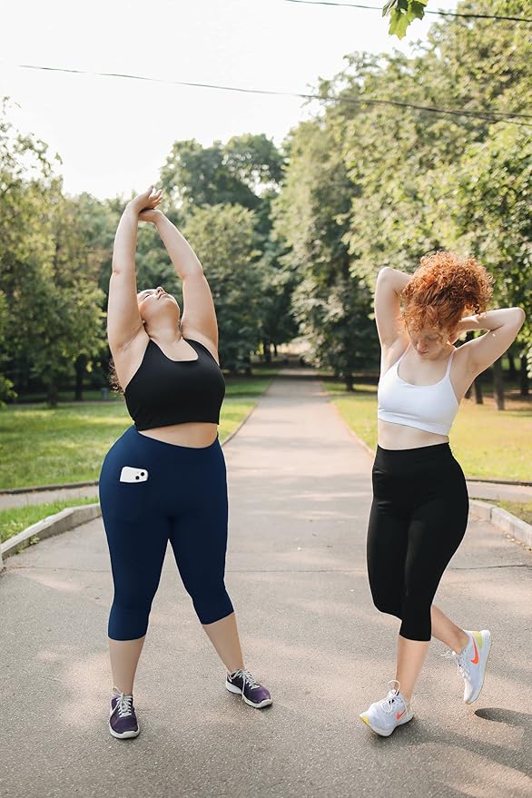 Plus Size Leggings for Women with Pockets-Stretchy XL-5XL Yoga Pants Tummy Control High Waist Workout Leggings