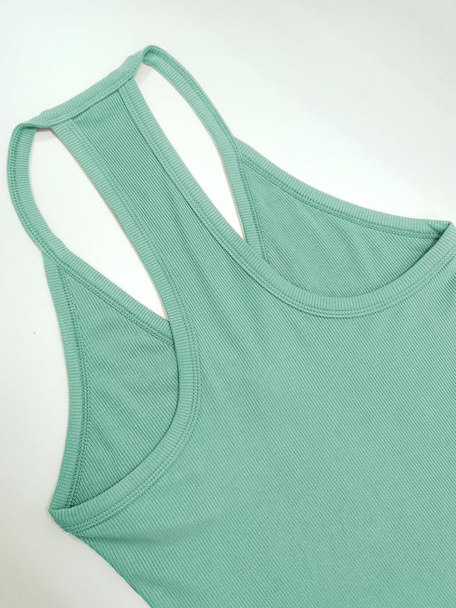 iGENJUN Workout Tops for Women Racerback Basic Tank Summer 2026 Camisole V Neck Slim Fit Ribbed Sleeveless