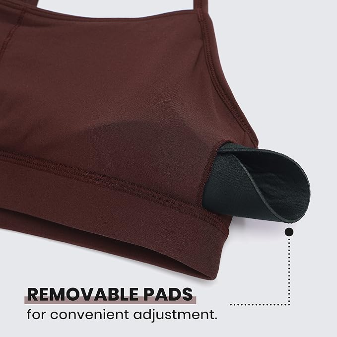 CRZ YOGA Butterluxe Y Back Sports Bras for Women - Padded Racerback Low Impact Spaghetti Thin Strap Workout Yoga Top