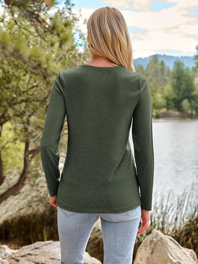 AUTOMET Women‘s Basic Long Sleeve Crewneck, Plus Size Winter & Spring Top, Casual Fall Tee for Teacher & Everyday Outfits