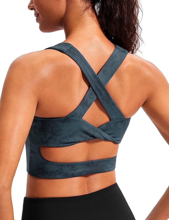 Sports Bras for Women Criss-Cross Back Padded Workout Tank Tops Medium Support Crop Tops for Women