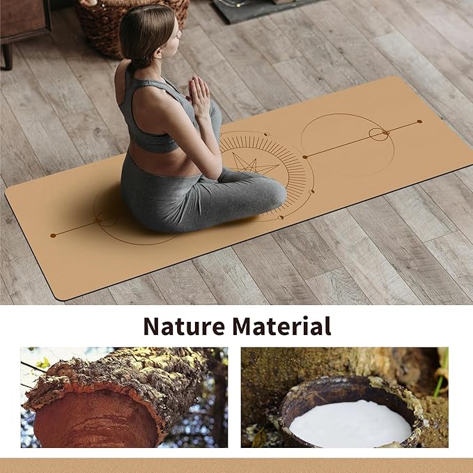 Premium Cork Yoga Mat Non Slip Thick Cork Exercise & Fitness Mat for Yoga, Pilates, & Home Workouts(72" x 24" x 5mm Thick)