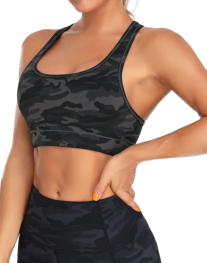 Oalka Women's Racerback Sports Fitness Support Workout Running Bras