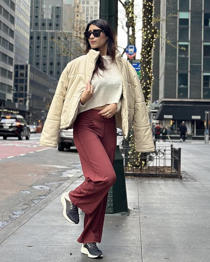 Promover Wide Leg Pants Woman Yoga Pants with Pockets Stretch Loose Casual Lounge Sweatpants Petite/Regular/Tall
