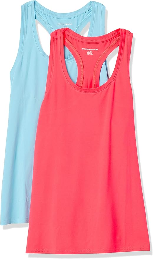 Amazon Essentials Women's Active Quick Dry Tech Stretch Racerback Scoop Neck Tank Top, Multipacks
