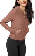 ODODOS Women's Full-Zip Cropped Hoodie - odSTRATUM Tech Ultra Soft UPF 50+ Hooded Jacket with Pockets