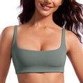 CRZ YOGA Butterluxe Square Neck Spaghetti Strap Sports Bras for Women - Low Coverage Yoga Wireless Padded Cami Crop Top