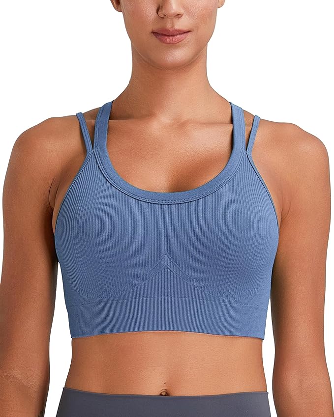 Sports Bras for Women HIigh Support, Criss-Cross Back Padded Strappy High Impact Sports Bras for Women Large Bust