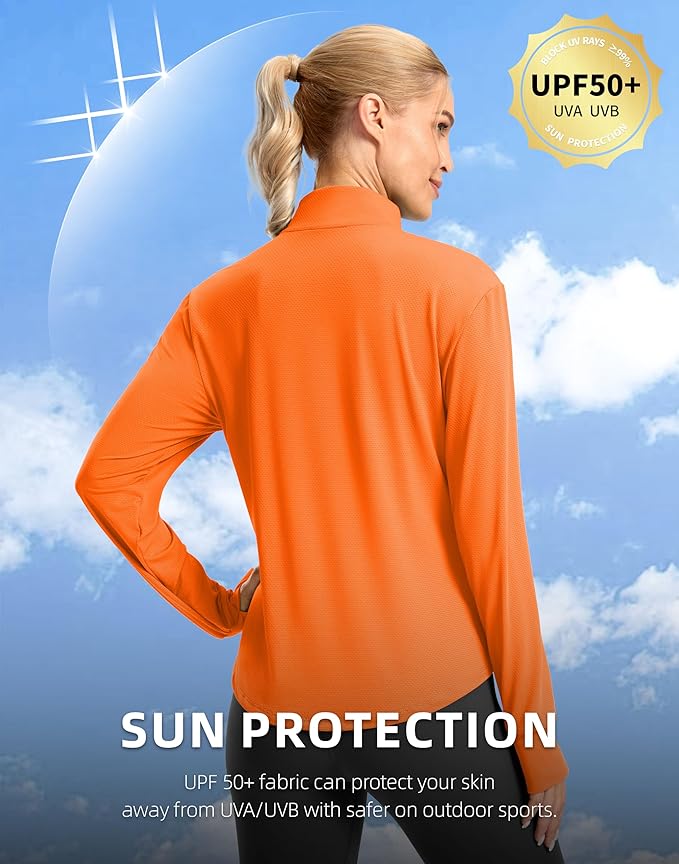 Soothfeel Women's UPF 50+ Lightweight Athletic Jackets Sun Protection Zip Up Long Sleeve Shirts Hiking Workout Outdoor Pocket