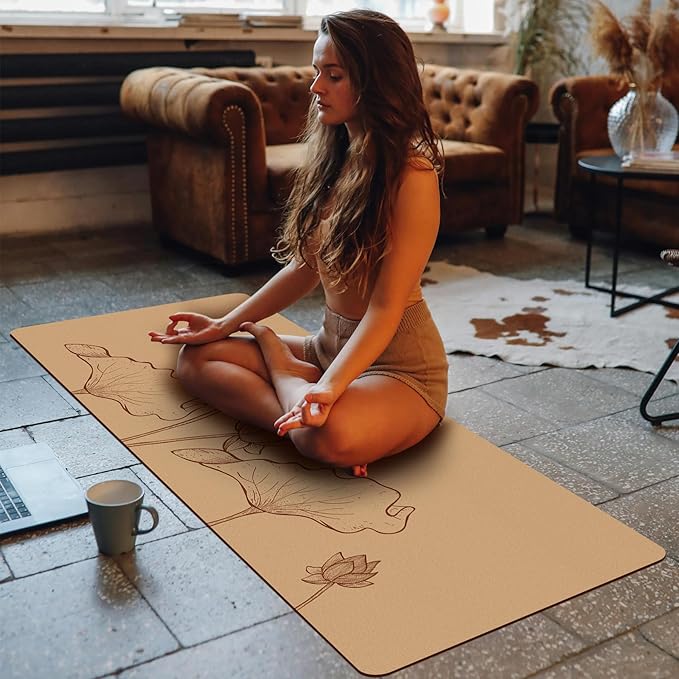 Premium Cork Yoga Mat Non Slip Thick Cork Exercise & Fitness Mat for Yoga, Pilates, & Home Workouts(72" x 24" x 5mm Thick)