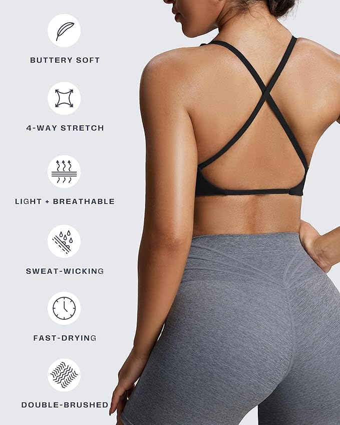 Aoxjox Women's Workout Sports Bras Fitness Metamorph Sienna Twist Bra Yoga Crop Tank