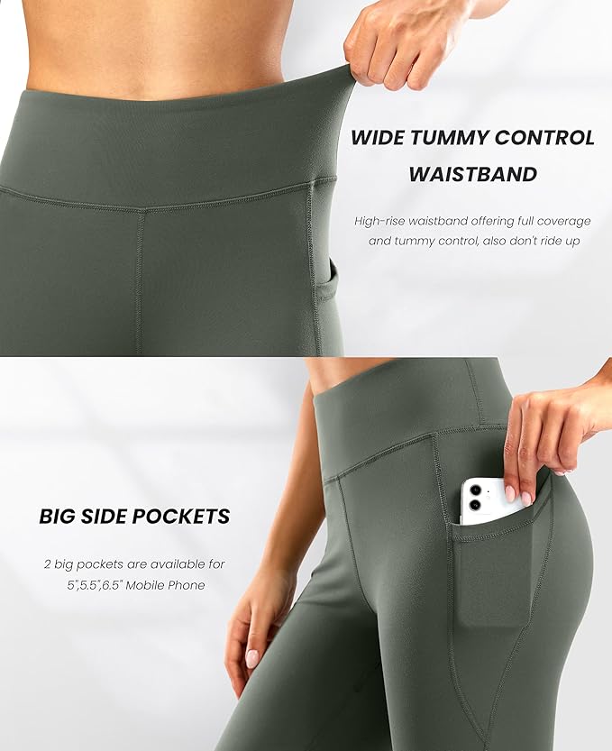 28"/30"/32"/34" Inseam Women's Bootcut Yoga Pants Long Bootleg High-Waisted Flare Pants with Pockets