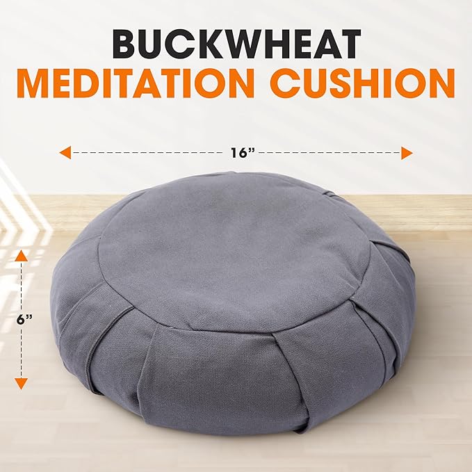 Cheer Collection Meditation Cushion - Ergonomic Floor Pillow, Yoga Pillow with Buckwheat Filling, Zafu Meditation Cushion, Comfort & Meditation Posture Support