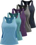 Real Essentials 5 Pack: Women's Racerback Tank Top Dry-Fit Athletic Performance Yoga Activewear (Available in Plus Size)