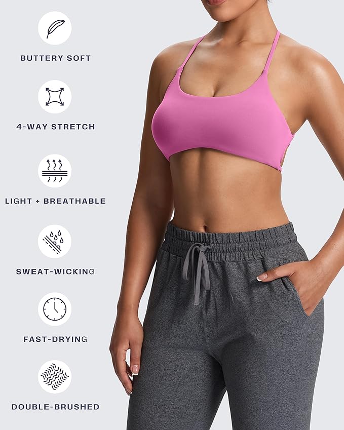 Aoxjox Women's Workout Sports Bras Fitness Trinity Ivy Low Impact Bra Yoga Crop Tank