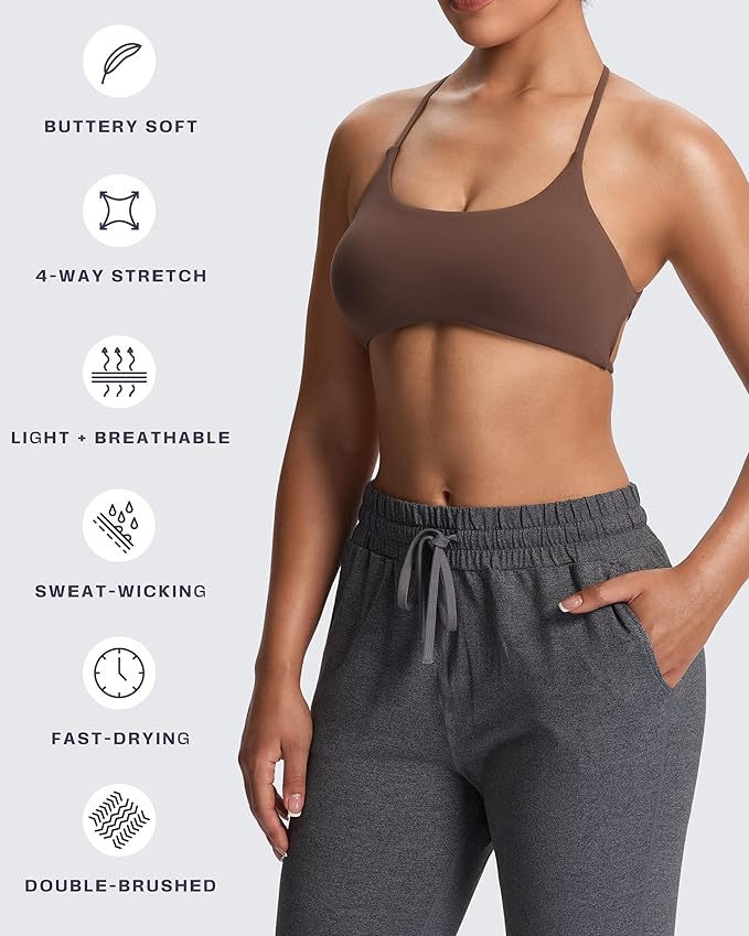 Aoxjox Women's Workout Sports Bras Fitness Trinity Ivy Low Impact Bra Yoga Crop Tank