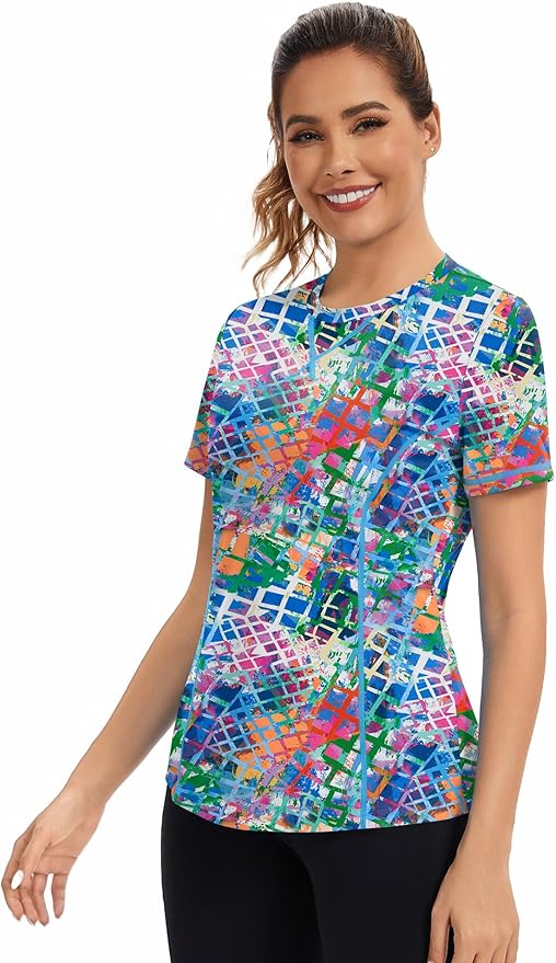 AVOOGUE Women's Short Sleeve Workout Tops Quick Dry Athletic UPF50+ Sun Protection Shirts Gym Hiking Running Yoga Clothes