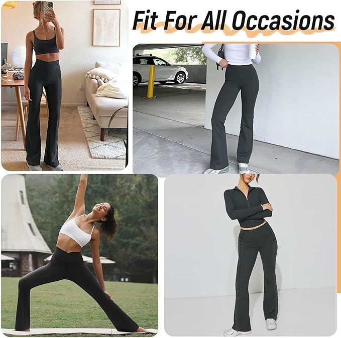 3 Packs Women's Flare Leggings with Pockets, Soft High Waisted Tummy Control Bootcut Workout Yoga Pants