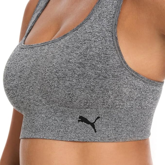 PUMA Sports Bra for Women Lightweight, Seamless Bras with Stretch Fit, 2-Pack