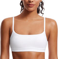 CRZ YOGA Butterluxe Adjustable Spaghetti Strap Sports Bras for Women - Scoop Neck Wireless Padded Yoga Workout Crop Top