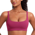 CRZ YOGA Butterluxe Square Neck Spaghetti Strap Sports Bras for Women - Low Coverage Yoga Wireless Padded Cami Crop Top