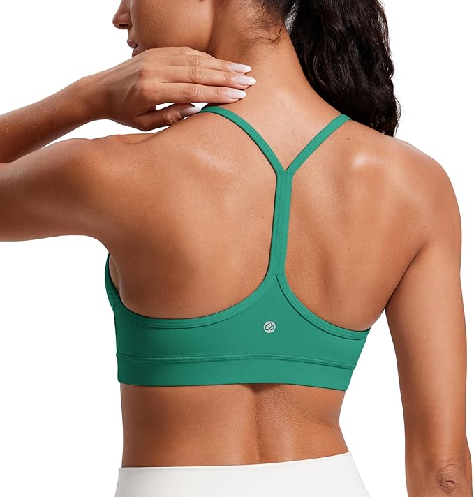 CRZ YOGA Butterluxe Y Back Sports Bras for Women - Padded Racerback Low Impact Spaghetti Thin Strap Workout Yoga Top