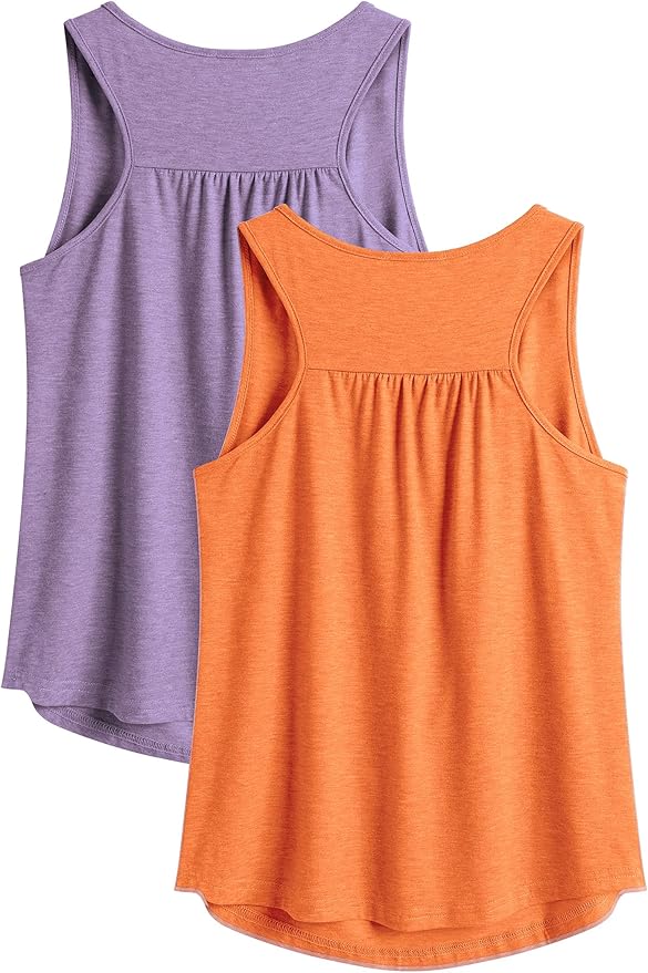 PINSPARK Workout Tops for Women Racerback Tank Tops Sleeveless Athletic Running Shirts Lightweight Yoga Gym Tank,2 Pack S-3XL