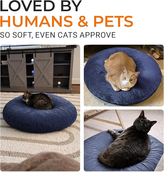Cheer Collection Extra Large Floor Pillow, 32" Round Meditation Cushion, Oversized Yoga Pillow & Floor Cushions for Adults, Floor Pillows for Sitting, Meditation, and Seat Cushion - Navy Blue