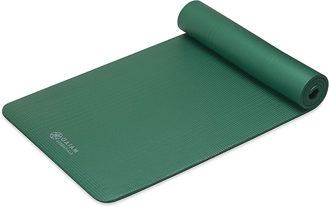 Gaiam Yoga Mat, Pilates & Exercise Mat, Thick 2/5" (10mm) Workout Mat with Easy-Cinch Carrying Strap for Home & Gym Workouts
