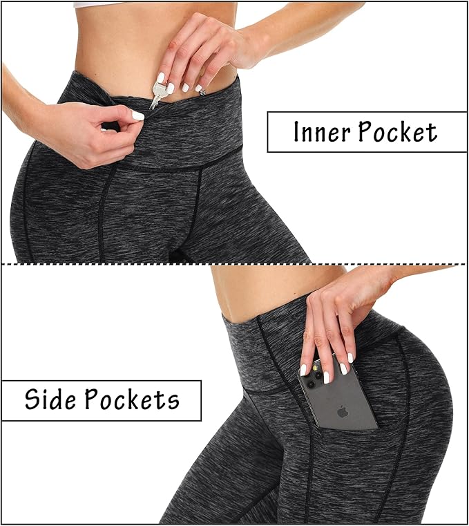 Heathyoga Leggings with Pockets for Women Tummy Control High Waisted Yoga Pants Women Compression Workout Leggings