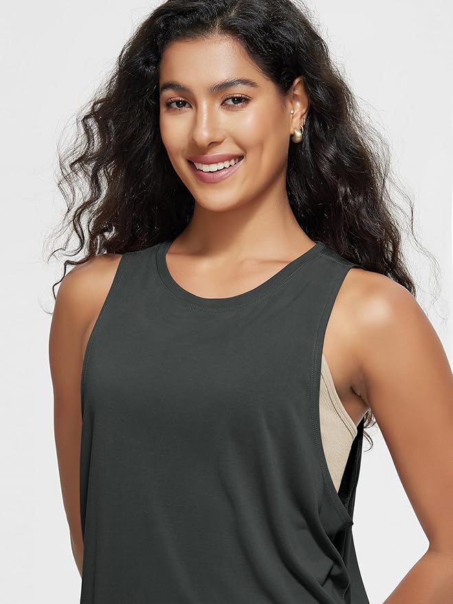 ODODOS 3-Pack Loose Tank Tops for Women Sleeveless Gym Athletic Workout Tops Yoga Shirts