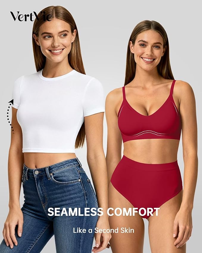 Vertvie Womens Seamless Jelly Bras No Underwire Comfort Push Up Bras Buttery Soft Wireless Bralette Full Coverage Sports Bra