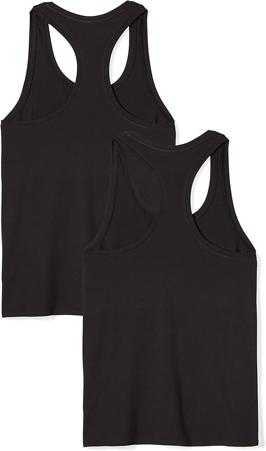 Amazon Essentials Women's Active Quick Dry Tech Stretch Racerback Scoop Neck Tank Top, Multipacks
