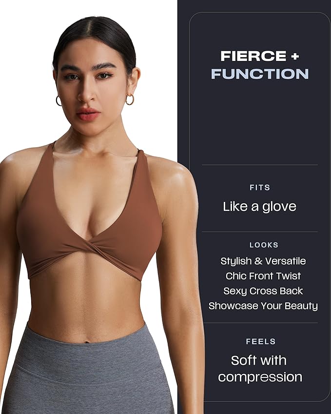 Aoxjox Women's Workout Sports Bras Fitness Metamorph Sienna Twist Bra Yoga Crop Tank