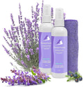 SwaytAway Fitness Mat Mist – 4oz Travel Size Yoga Mat Spray with Towel - (Pack of 2) – Aromatherapy-Inspired Lavender and Patchouli Blend – Plant-Based, No Rinse, Refreshes & Deodorizes