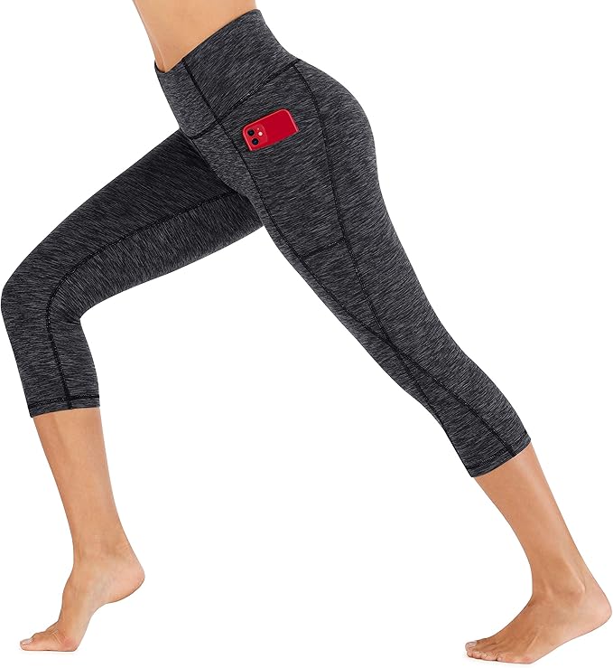 Heathyoga Capri Leggings for Women High Waisted Capri Leggings with Pockets for Women Tummy Control Yoga Pants Women