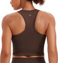 CRZ YOGA Seamless Ribbed High Neck Crop Tank Tops for Women - Longline Racerback Padded Sports Bras