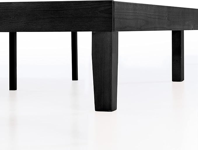 Mellow Naturalista Classic 12 Inch Solid Wood Platform Bed with Wooden Slats, Full, Black