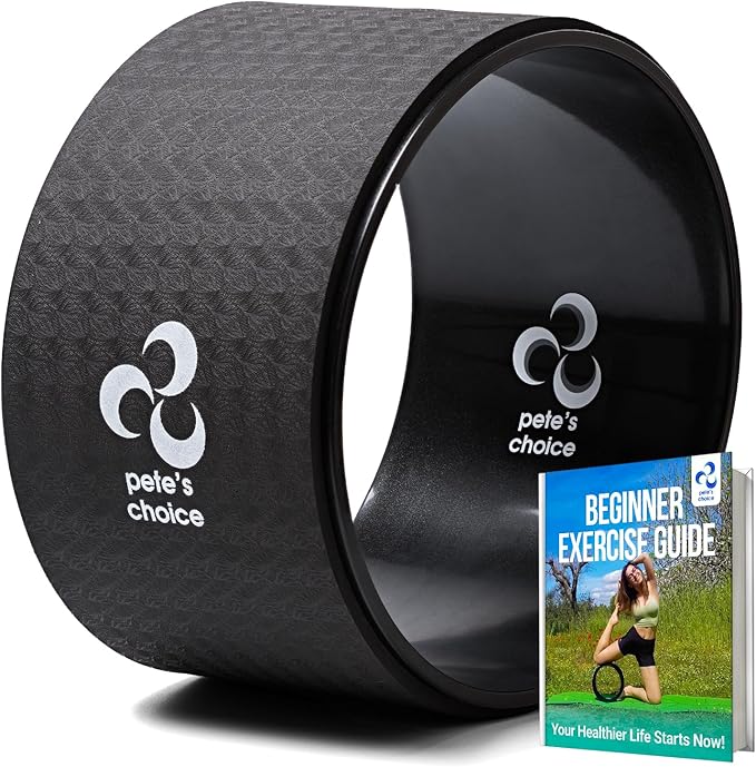 Extra Wide Yoga Wheel, Mini Yoga Wheel - Beginner Friendly Yoga Kit. More Comfortable, Stable and Safer Back Roller. Improve posture, better mobility. Ideal Home Exercise. Relieve Back Pain.