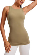 CRZ YOGA Butterluxe High Neck Tank Tops for Women - Racerback Workout Padded Yoga Athletic Camisole with Built in Bra
